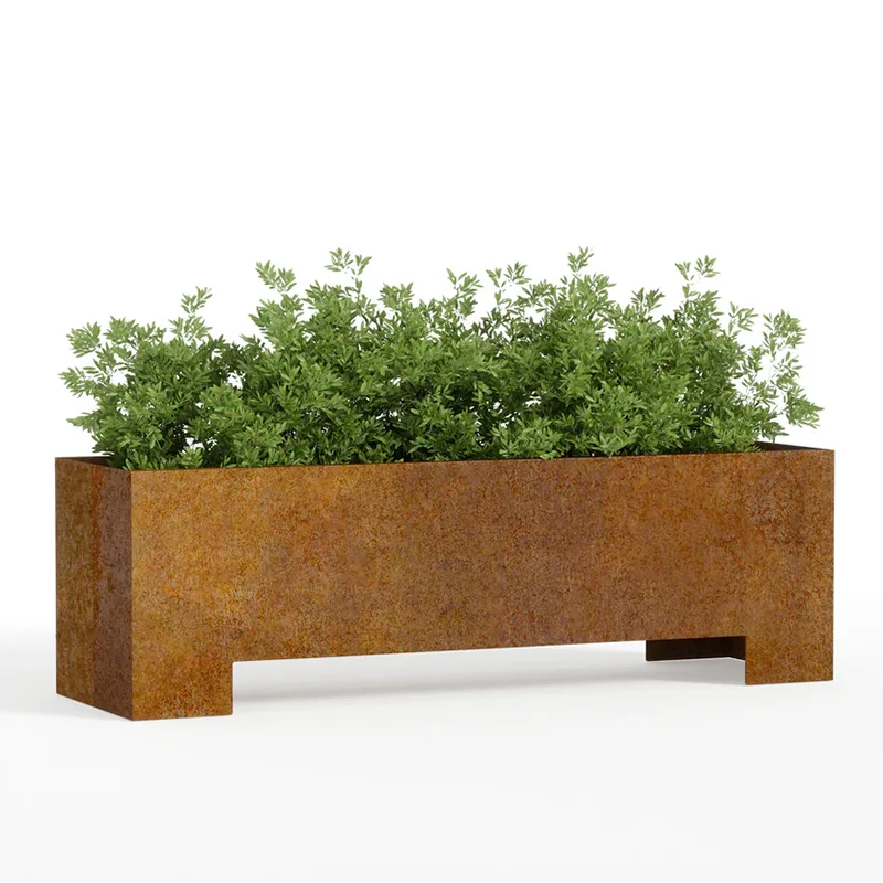 Jardinieră dreptunghiulară de exterior cu bază ridicată